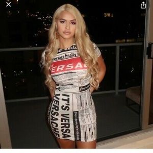 VERSACE Newspaper Tabloid Print Dress 38 / 4